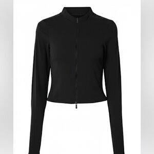 Nike Zenvy Dri-FIT Long-Sleeve Full Zip Top Black Thumbholes Black Swoop Medium